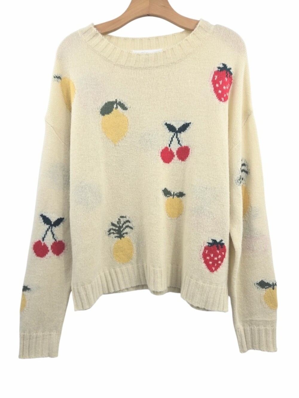 Cream Fruit Print Sweater
